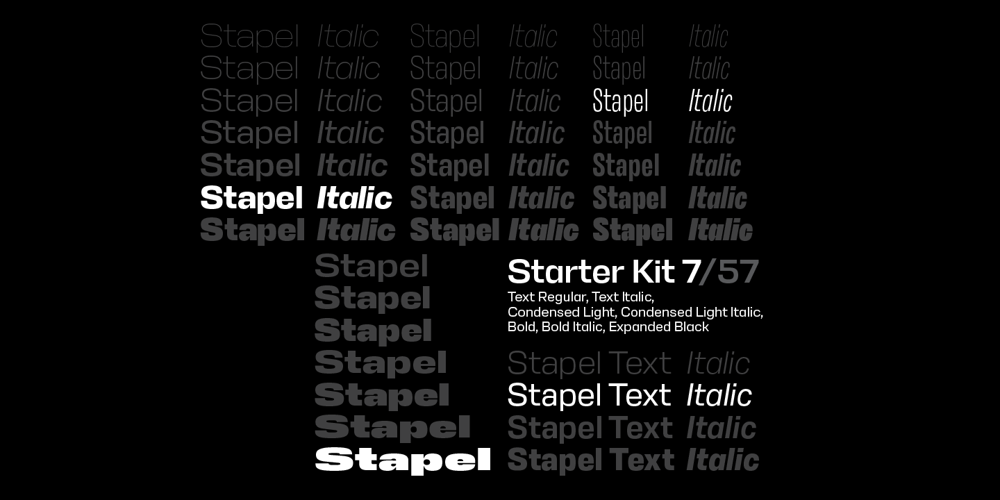 Przykład czcionki Stapel Condensed Italic